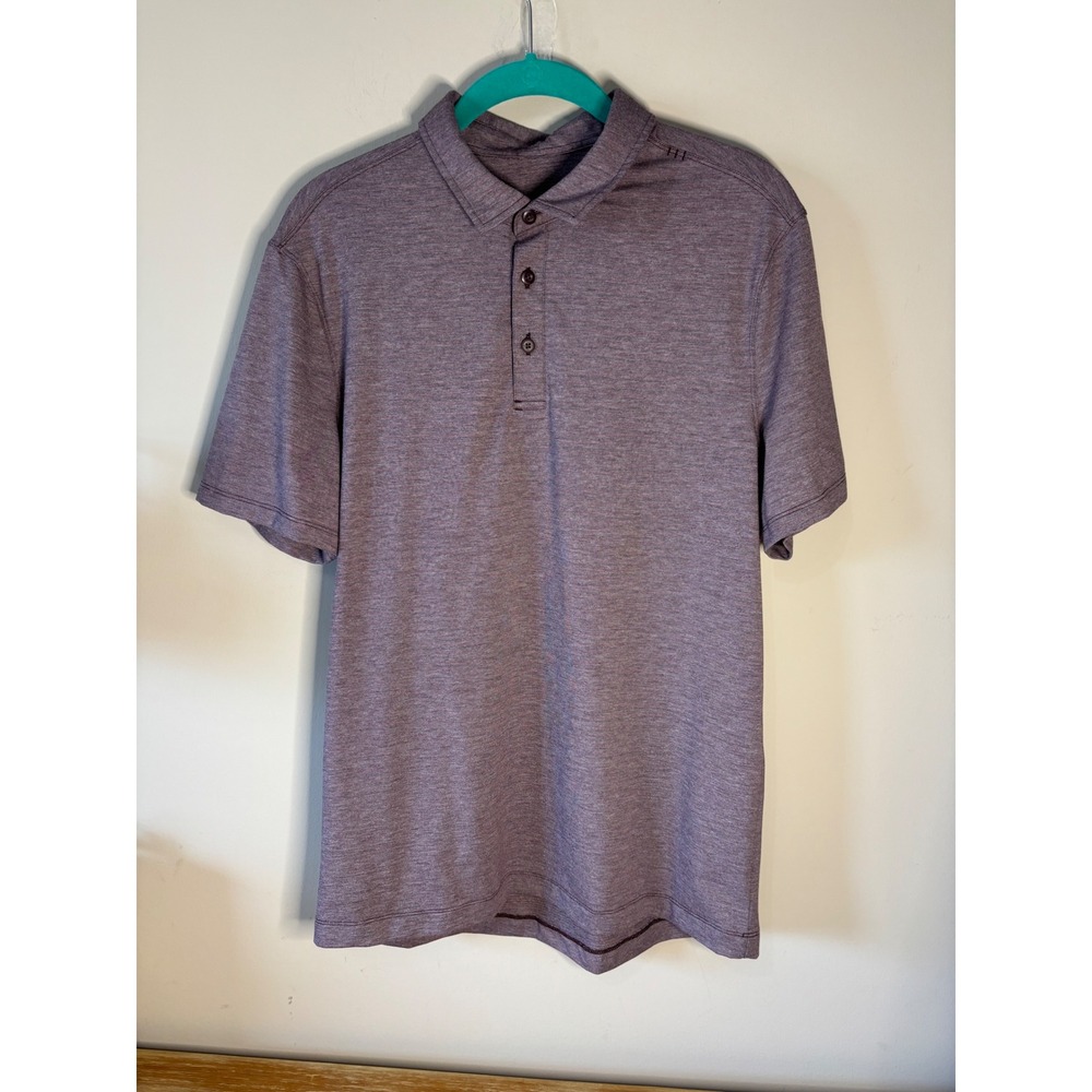 Lululemon Evolution Polo Shirt Mens Heathered Purple Short Sleeve Golf Top